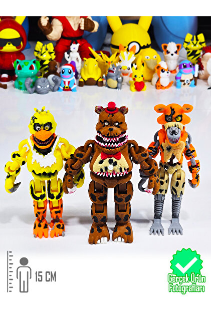 Suelo Butik FNAF Nightmare 3'lü Set Fredbear, Foxy, Chica Five
