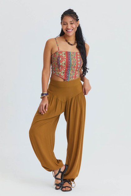 Comfortable Cut, Gathered Cuffs, Women's High Waist Trousers
