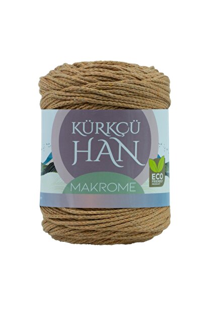 Premium Makrome Ipi 3mm 200gr 120m, %85 Rejenere Pamuk Örgü Ipi - Açık Kahverengi