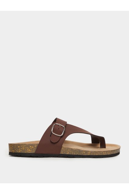 Brown Toe-Post Buckle Sandals