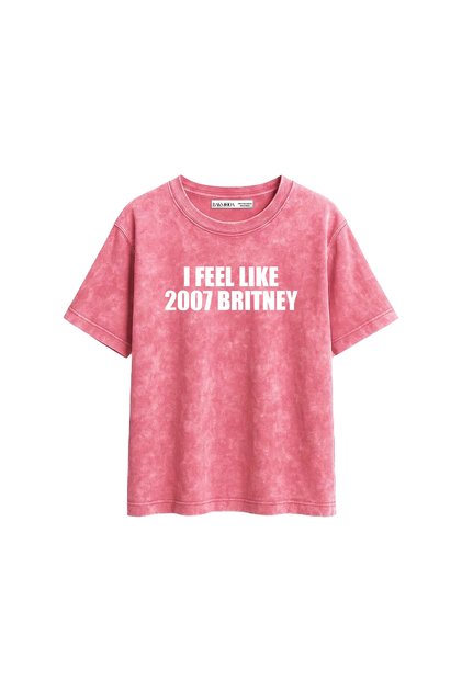 تي شيرت نسائي وردي اللون من I Feel Like 2007 Britney مطبوع مريح وقابل للغسل