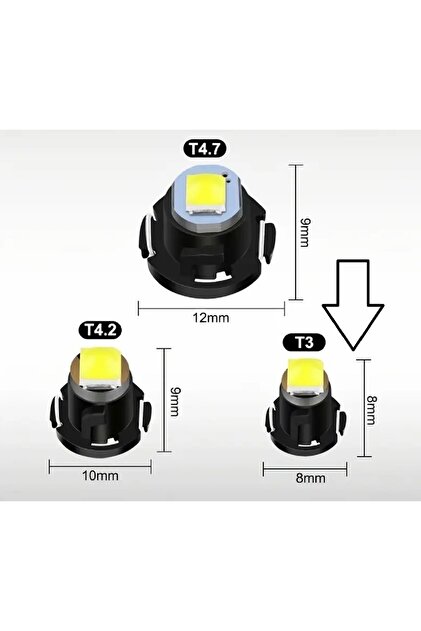 T3 Led Gösterge Lambası Beyaz Renk Led 3 Adet