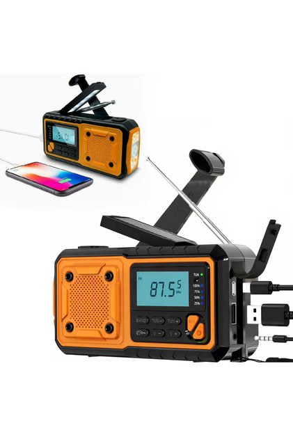 Преносимо радио 5000 mAh, AM/FM/SW, SOS фенерче, външна батерия, соларно/ръчно/USB зареждане