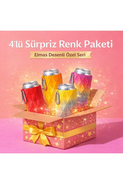 3+1 Surprise Colors Diamond Pattern Beer Socks, Beer Cover, Beverage Cover - Surprise Set 4 Pieces