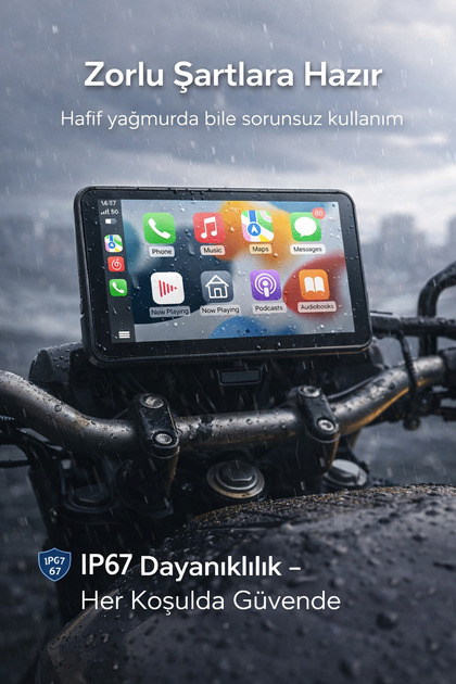 FaroxTech Motosiklet ve Araç Uyumlu Kablosuz CarPlay & Android
