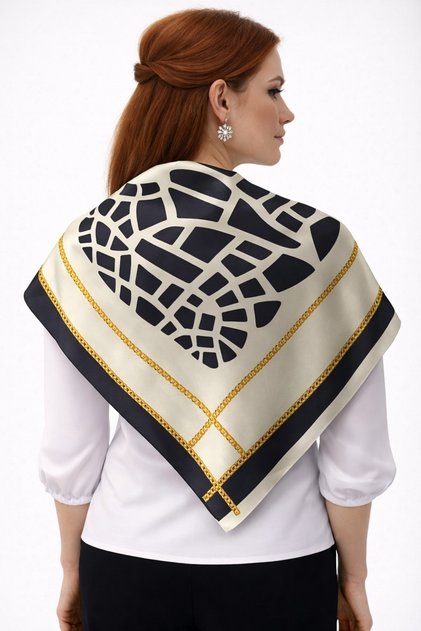 Choose Your Style Black Mosaic Chain Scarf / Bandana / Accessory / Scarf 90X90 cm