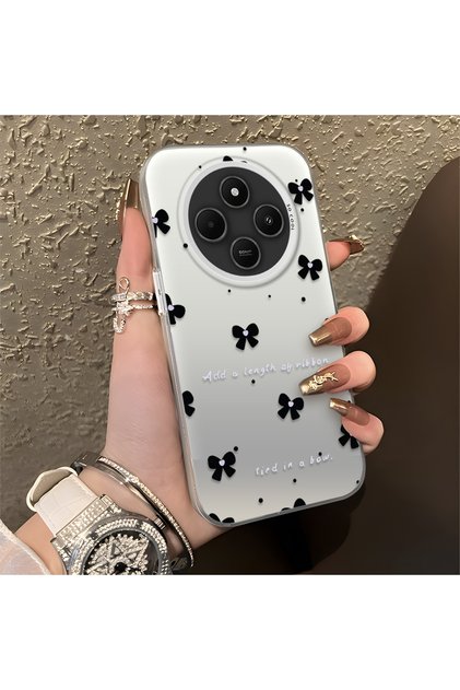 Redmi 14C Compatible Silicone Edge Hard Back Anti-Fall Phone Case Small Bow