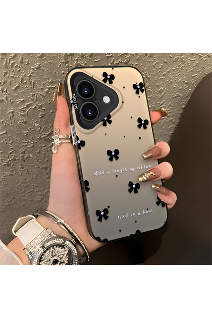 iPhone 17 Compatible Silicone Edge Hard Back Anti-Fall Phone Case Small Bow