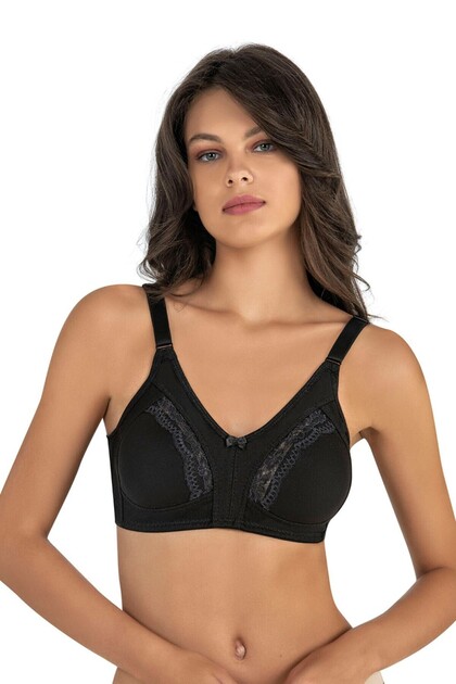 Lace detailed 100% cotton jersey fabric gathered bra