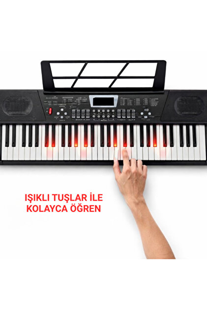 MultiZone Işıklı 61 Tuşlu Çocuk Piyanosu Mikrofonlu 5 Oktav Org