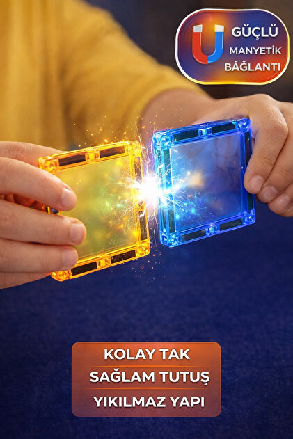 TOYFEST 86 Parça Işıklı Manyetik Blok Seti 7.5cm – Marble Run