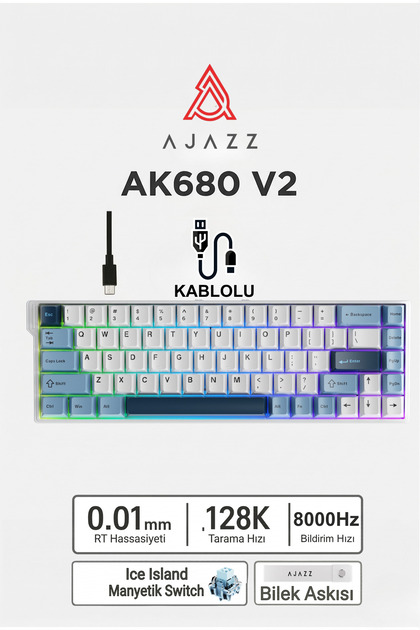 Ajazz Ak680v2 Manyetik Switch Rapid Trigger 8000Hz Klavye-128K