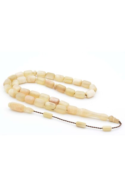 Systematic Capsule Cut Beige Horn of the Ram Prayer Beads