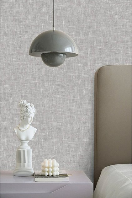 MUSE Koleksiyonu 25104-3 Açık Vizon Keten Efektli Modern Duvar Kağıdı 1.06x15.6m, 16.5m²