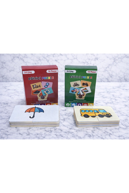 Muhteşem Puzzle İkili Keşif Seti (Taşıtlar & Nesneler) Zeka Geliştirici Eşleştirme Eğitim Seti 2+Yaş