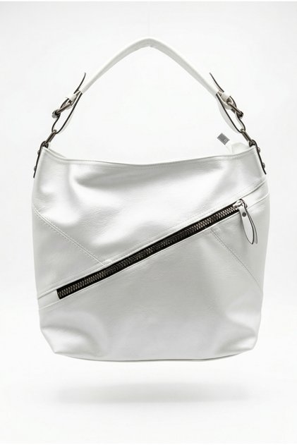 Women's Patterned Leather Zipper Detailed Casual Hobo Shoulder Bag