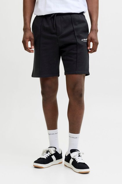 Men Black Pintuck Detail Sweat Shorts