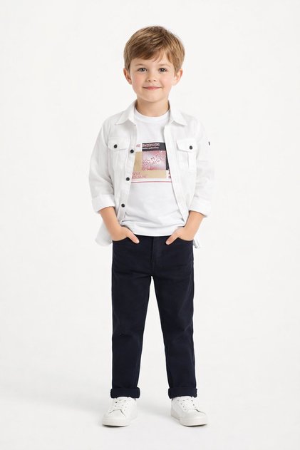 Ecru Long Sleeve Shirt and Boys' Trousers 3-Piece Set 23768