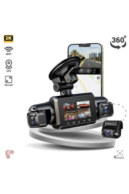 TE-D360 تيكار داش كام 3.16 انش 4 كامﻴﺮات 360 درجة كاميرا أمامية 2K ومع رؤية ليلية واضحة