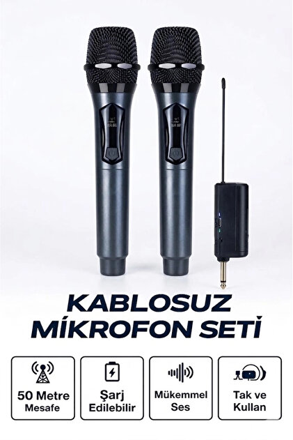 Bubitechh Profesyonel Tekli Telsiz Mikrofon Seti UHF 50m Sahne