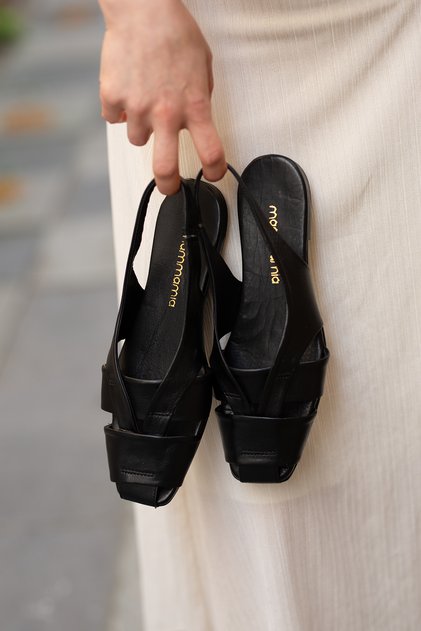 27050 Genuine Leather Open Back Women's Ballerinas