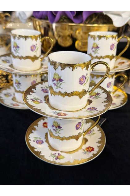 Kosova 6-Person Golded Enameled Coffee Cup Set 90 ml (Elvi̇s)