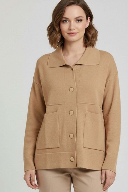 Women's Pocket Detailed Buttoned Knitwear Cardigan Biscuit 25009