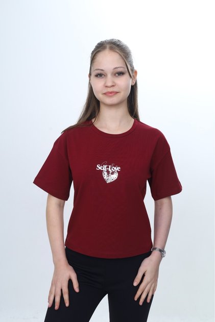 Girl's Crew Neck Short Sleeve Printed T-Shirt 24972