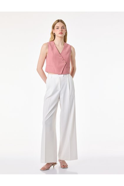 Viscose Buttoned Asymmetrical Cut Vest