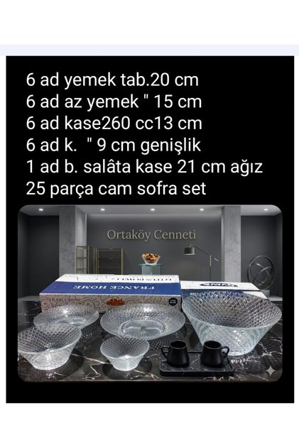 25-Piece Glass Tableware Set with 2 Sizes of Bowls. 15 cm 20 cm 2 Sizes Large and Small Bowls 1 Size Bolkase 21 cm Mouth Opening