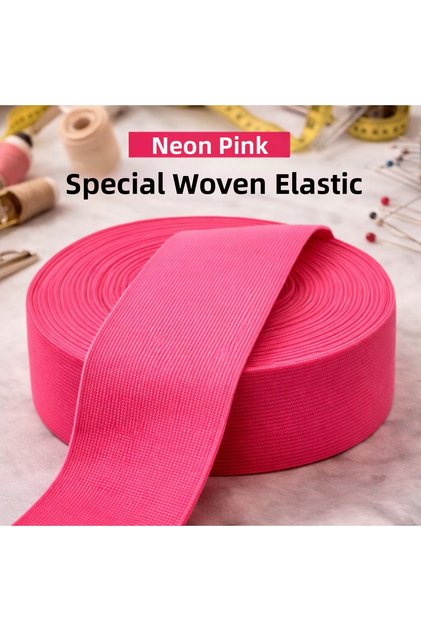 Hardy Woven Neon Pink Color 7 cm Durable Leg and Waist Elastic 1 Pack 3 Meters