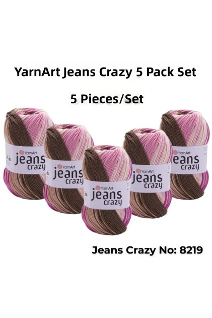 Yarn Art Jeans Crazy Knitting Yarn 8219 Punch Yarn 5-Pack