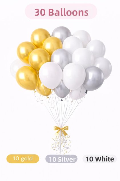 👉   "30 Pieces Mixed Color Balloon Set" |   Premium Party, Birthday and Organization Decoration Set Ornament