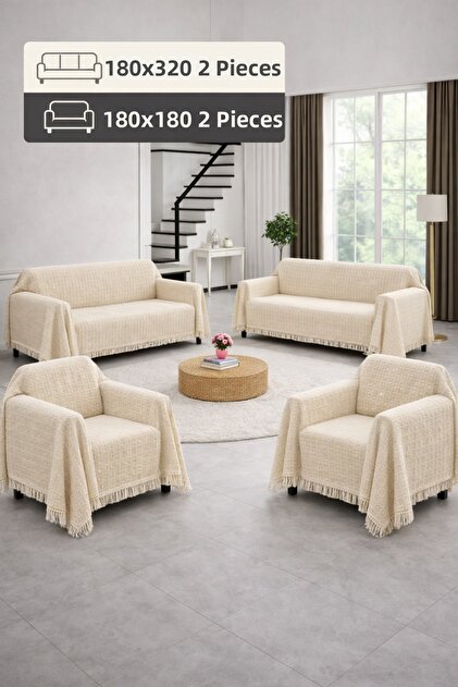 Widores Multi-Purpose Natural 4-Piece Set Sofa Sofa Bed Decorative Sofa Cover
