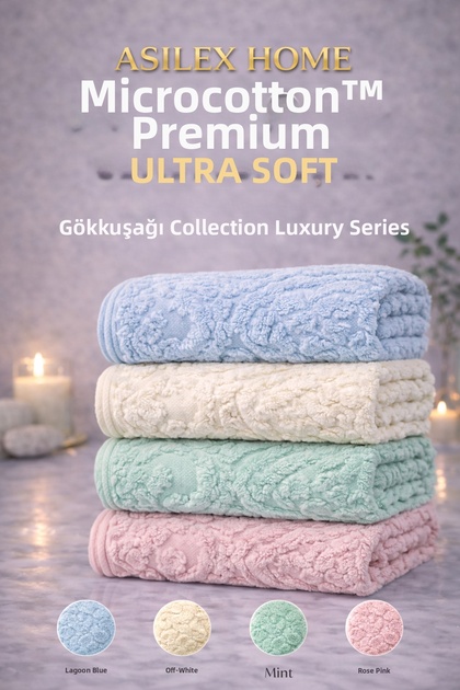 4-Piece Hand and Face Towel Set 100% Microcotton Premium Luxury 50X90 cm 500 Gsm (225Gr) Ultra Soft Cotton