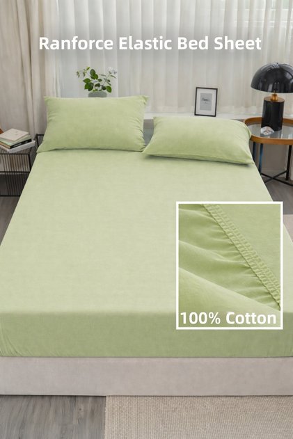 Ranforce 100% Cotton Elastic Fitted Sheet Set | Pillowcase Included