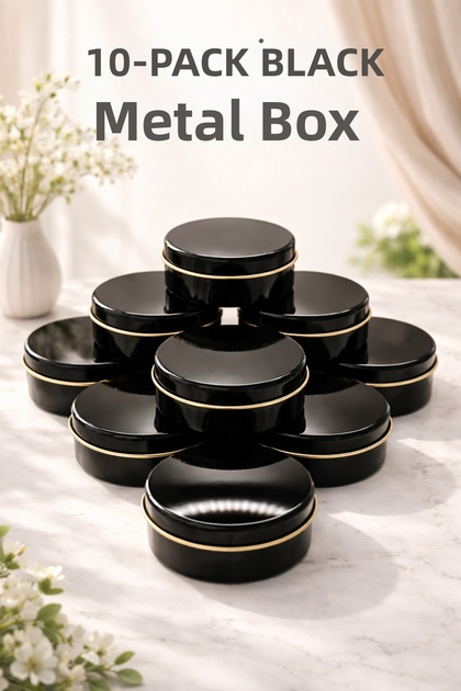 Metal Tin Box - Multi-Purpose Candle, Soap and Gift Preparation Box 7,3X3,1 cm (10 Pieces)