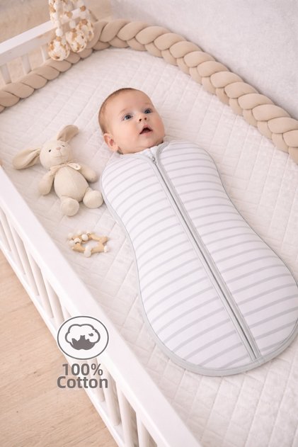 100% Cotton Organic Soft Combed Cotton Sleeping Bag Newborn Zippered Swaddle 60X35 cm