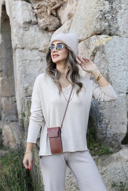 Beige Yarasa Model Soft Blouse