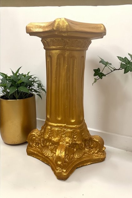Dekoratif 53 cm Gold Altın Roma Sütunu Antik Ev Balkon Bahçe Dekorasyon Biblo Heykel