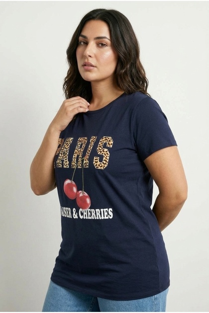 Plus Size Short Sleeve Crew Neck Printed T-Shirt 304174