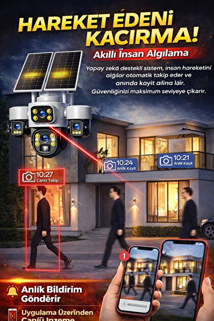 Avenir S446G 4 Kameralı 3 Kamera Telefondan Dönebilir Güneş Enerji