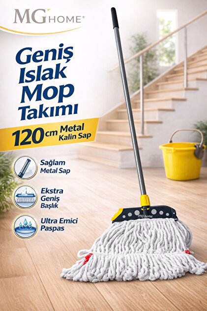 Venon GENİŞ SET⚠️%100 PAMUK ❤️METAL KALIN SAPLI ❤️ Islak Mop