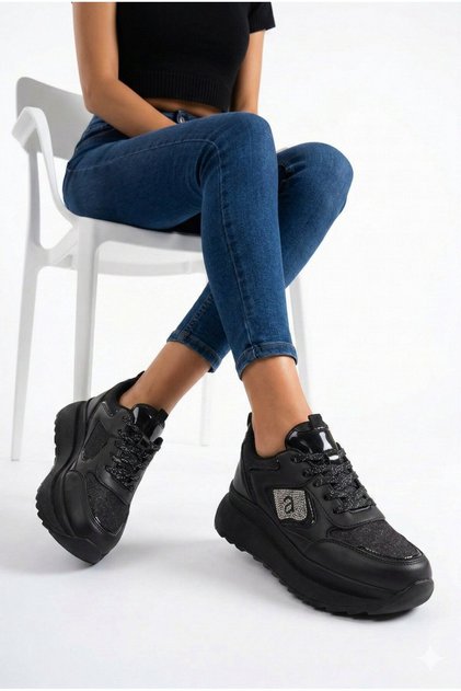 Stoned Sparkling Trend 5 cm Platform Women's Sneakers Thick Sole Sports Shoes