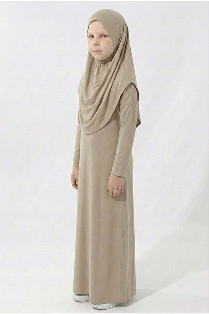 s.t. sebat tekstil One-Piece Jersey Hijab Girls' Prayer Dress Brown- Trendyol s.t. sebat tekstil One-Piece Jersey Hijab Girls' Prayer Dress Brown- Trendyol