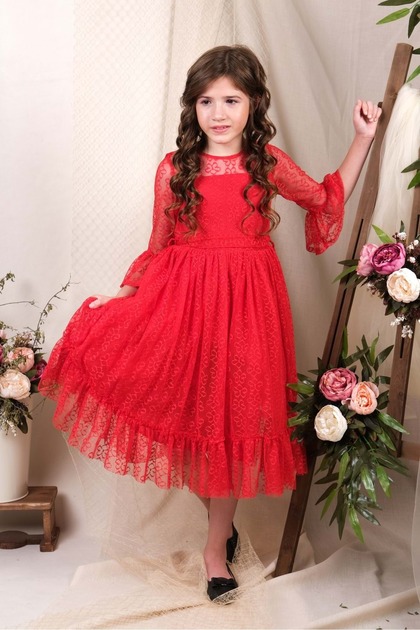 Girl's Lace Summer Dress Fabric Combination Formal Casual