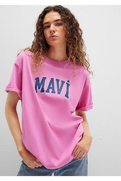 Mavi PinkLogoPrintedOversizeT-shirt - 1600843 -71033- Trendyol
