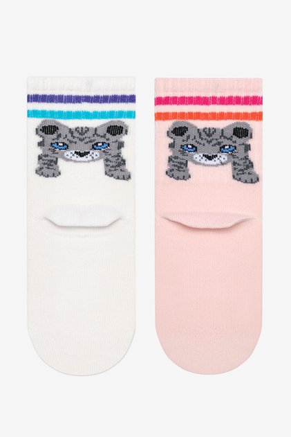 Girl's Dog Lines Multicolored 2-Piece Tennis Socks