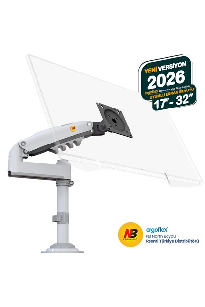 Nb H100 17"-30" Monitör Tutucu Kol Amortisörlü 2-9 Kg Vesa Monitör Standı (BEYAZ)