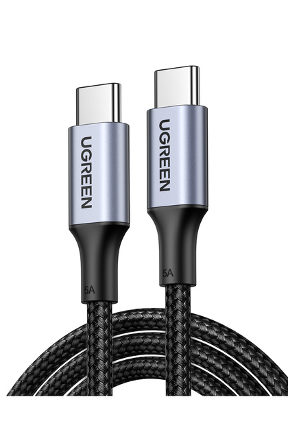 USB-C 100W 5A QC PD Örgülü Hızlı Şarj Kablosu, 2 m, Siyah, 70429